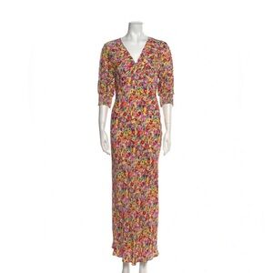 Target x RIXO Floral Print V‑Neck Midi Dress in Pink, Yellow & Green